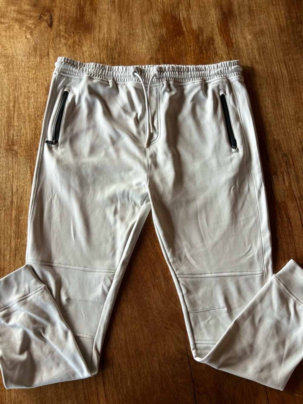 burnside Cream Jogger Pants with Zip Pockets Sweatpants